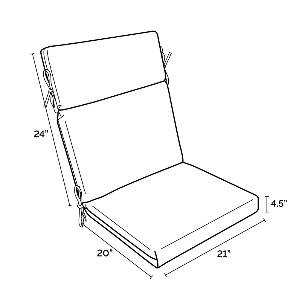 Arden Selections cushion ties close-up showing secure attachment to chairs