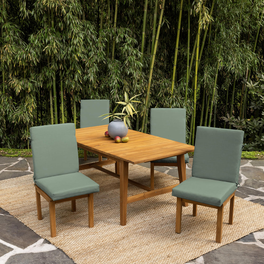 Arden Selections durable fabric ties shown securing cushion, preventing shifting benefit
