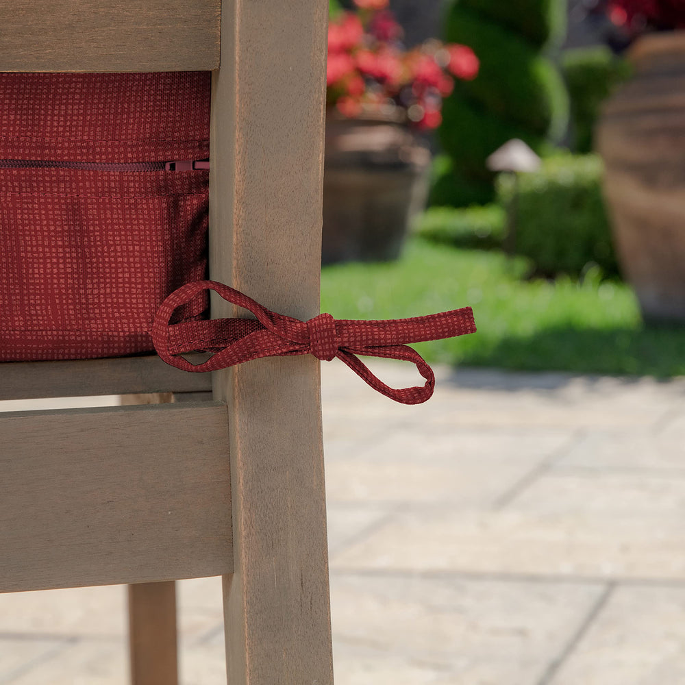 Arden Selections close-up of ties securing cushion to furniture to prevent slipping