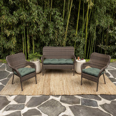 Arden Selections ties detail securing cushion to wicker for stability