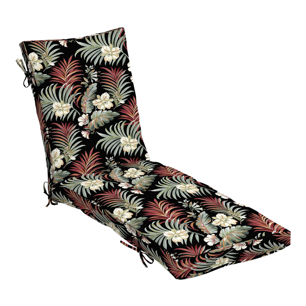 Arden Selections front view showing tufted chaise cushion and modern tropical print for stylish comfort