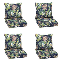 Arden Selections front view of Simone Blue Tropical cushions showing vibrant pattern and fit