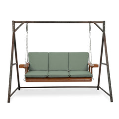 Arden Selections front view of sage green swing cushions showing fit and style benefit