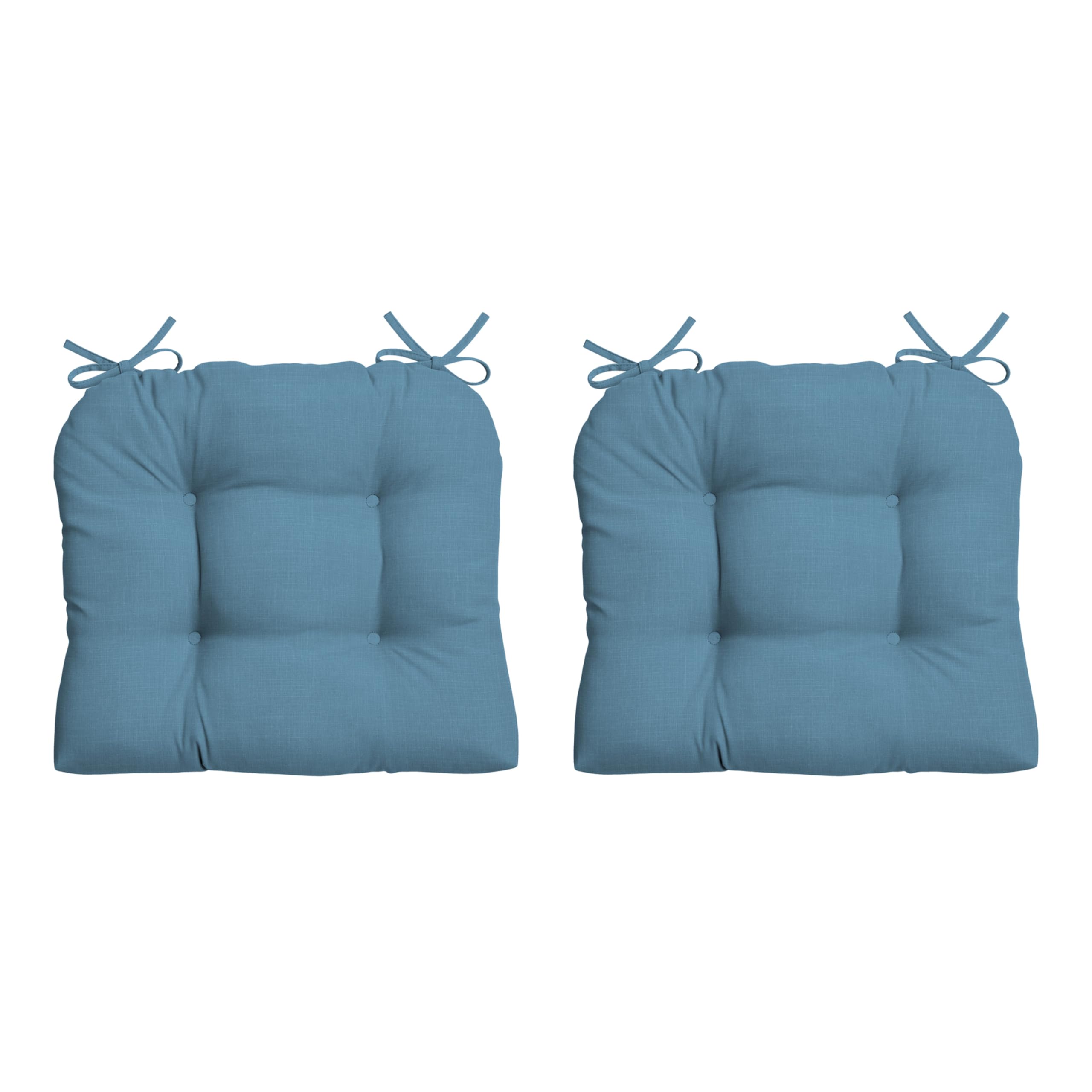 Arden Selections front view showing tufted French Blue cushion and neat finish benefit