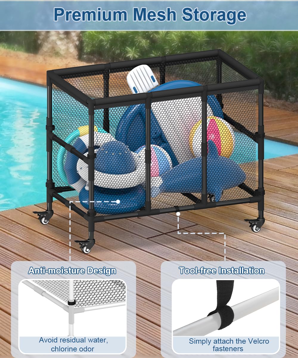 Ardier cart filled with pool noodles and floats for organized storage