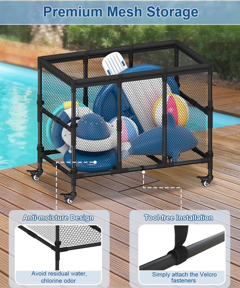 Ardier filled with pool noodles and floats demonstrating high 180-gallon capacity