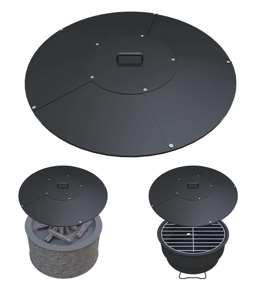 Ardier front view of 32-inch fire pit lid showing full coverage and protection
