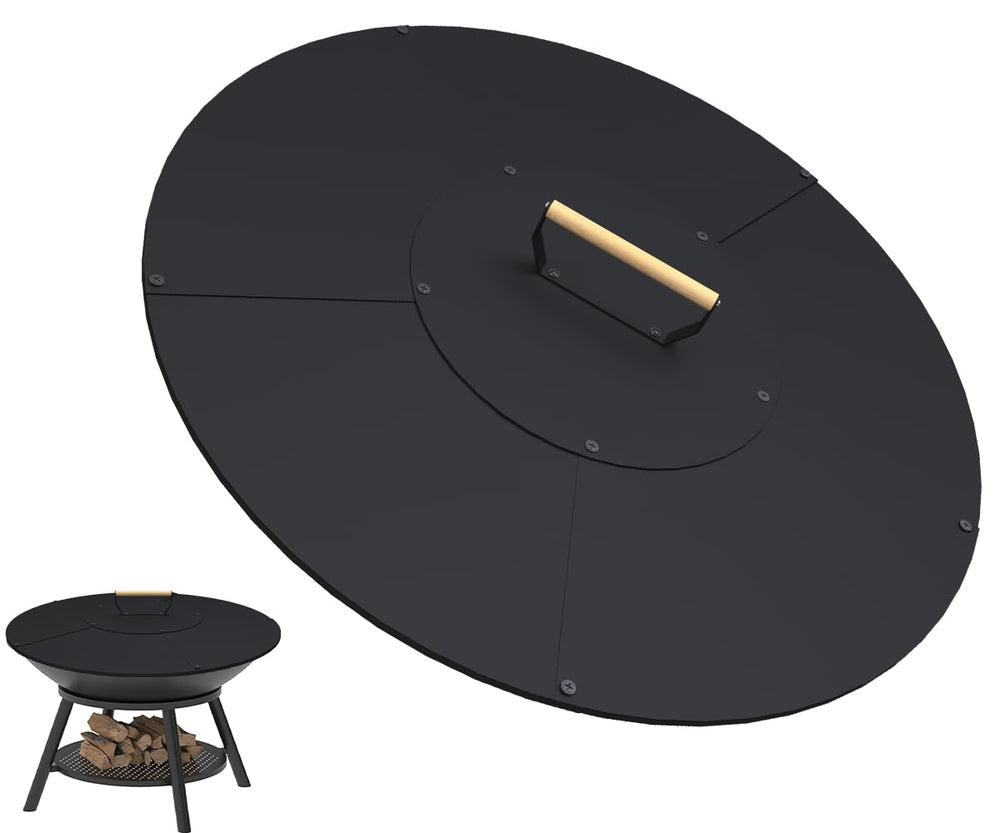 Ardier front view of lid protecting fire pit, prevents debris