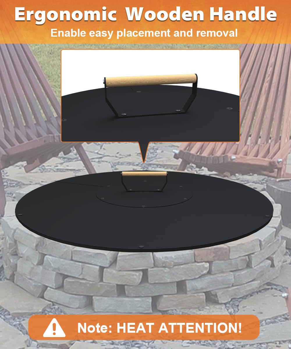 Ardier lid placed on a tabletop fire pit showcasing protective fit and tidy look