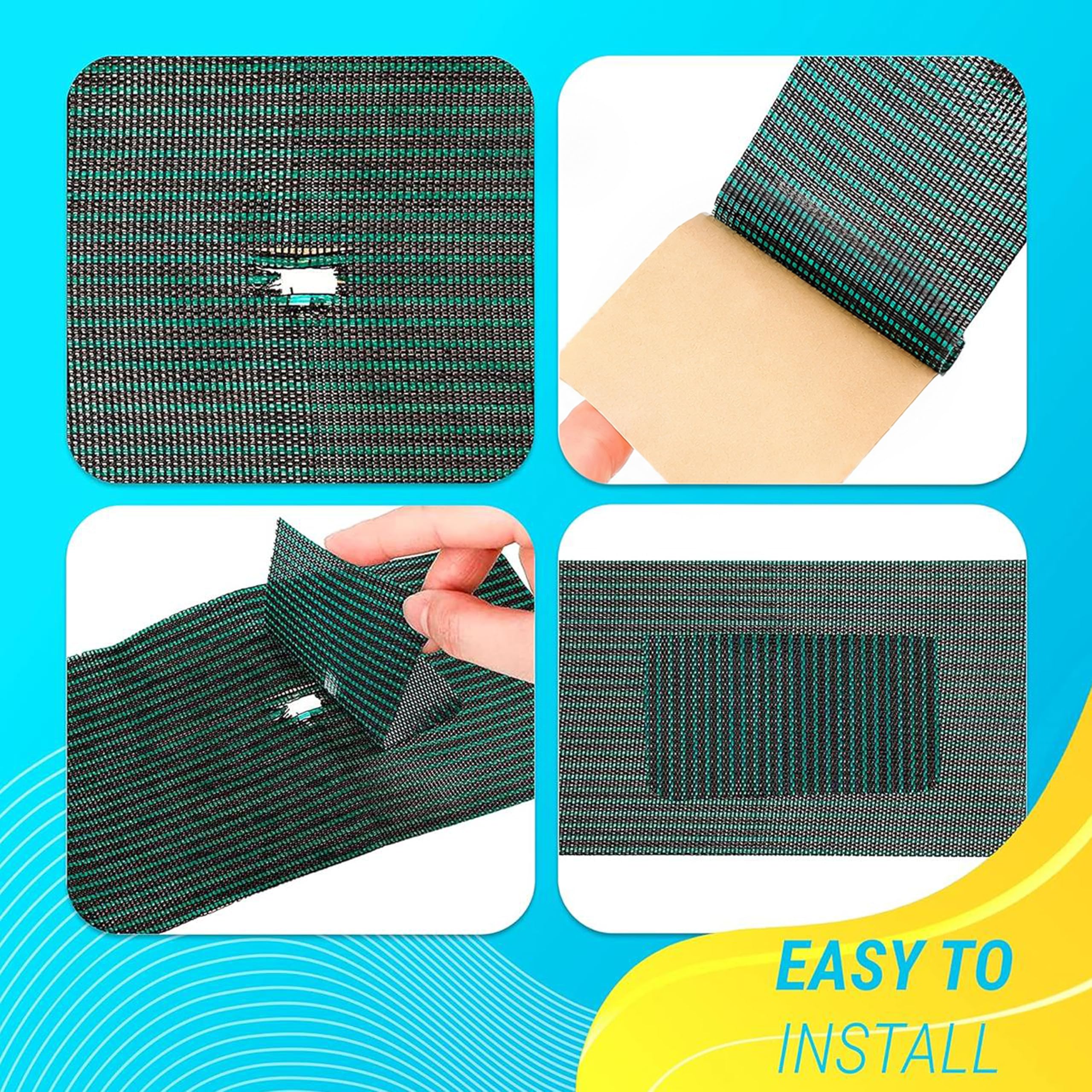 ARDILA VEELA patch applied to mesh pool cover demonstrating reinforced protection benefit