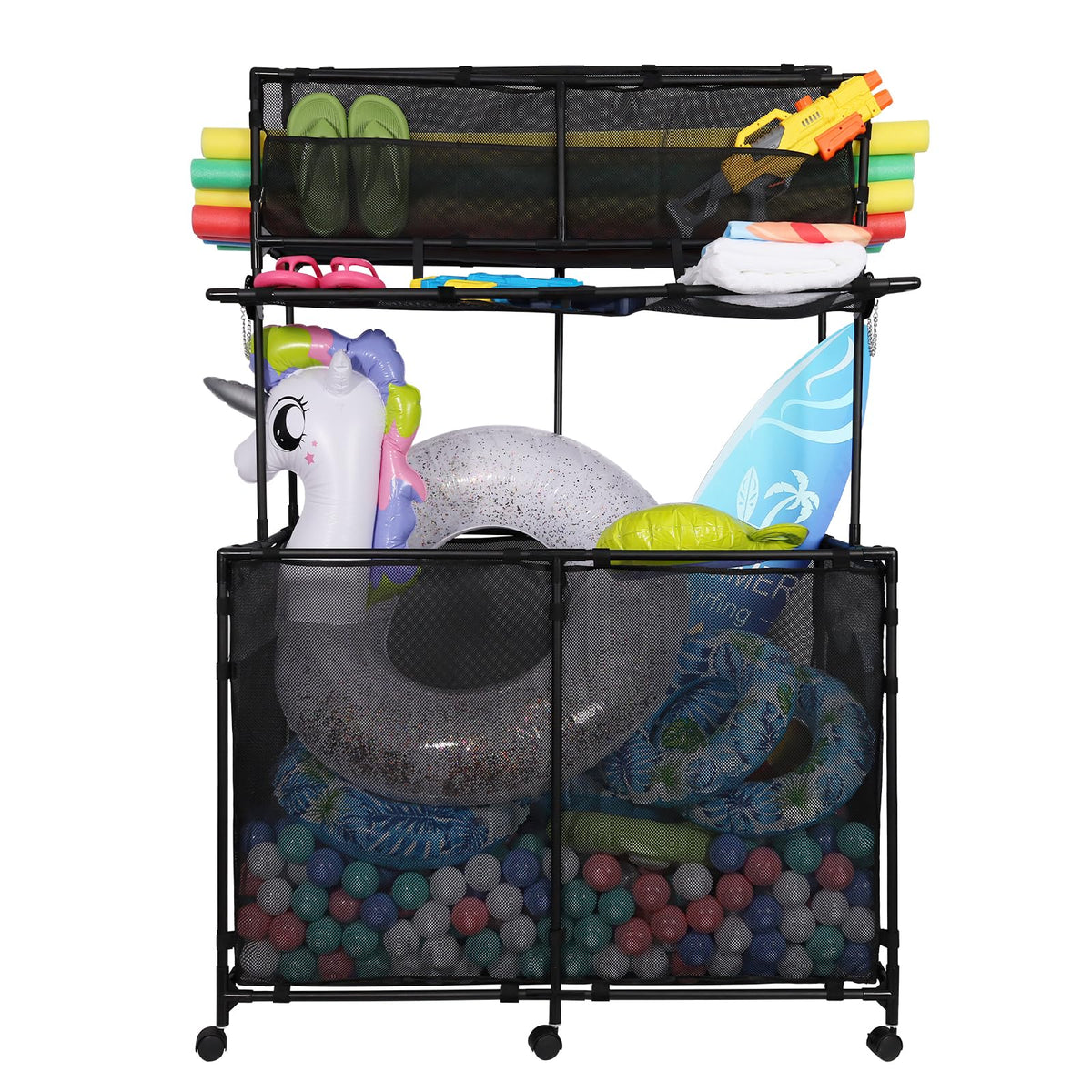 Arejonner front view double-deck cart showing organized benefits