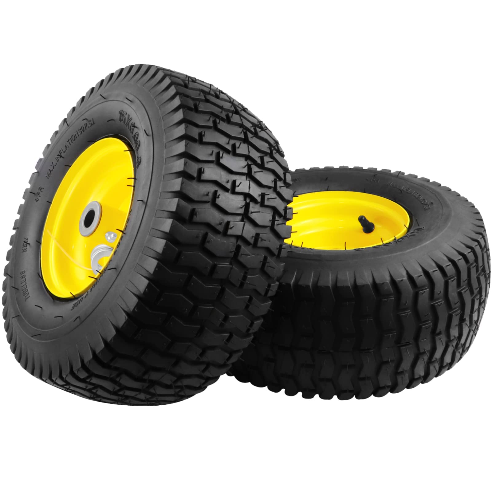 Aremae front view of tire pair showing size markings and durable design benefit