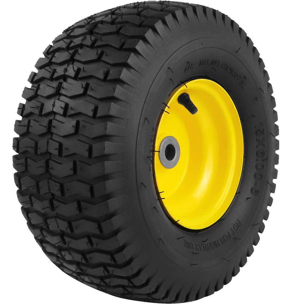 Aremae front view of tire showing full wheel and tread for reliable traction