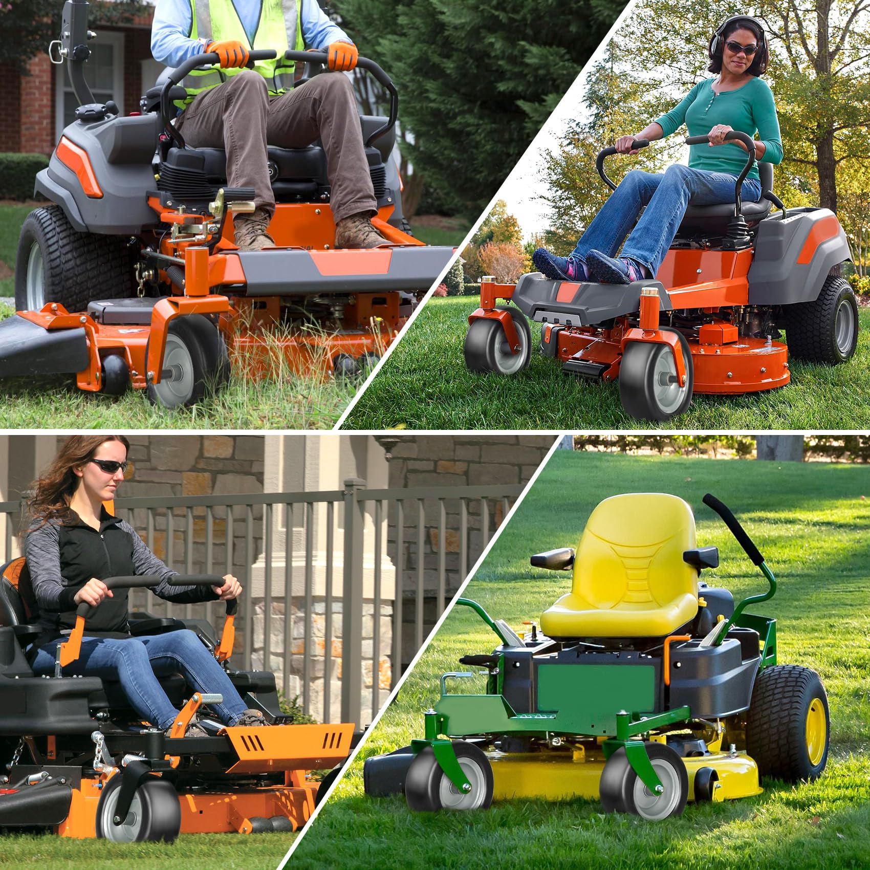 Aremae side profile on grass illustrating smooth ride and lawn-safe tread