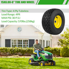 Aremae mounted on a riding mower illustrating stable ride and shock absorption