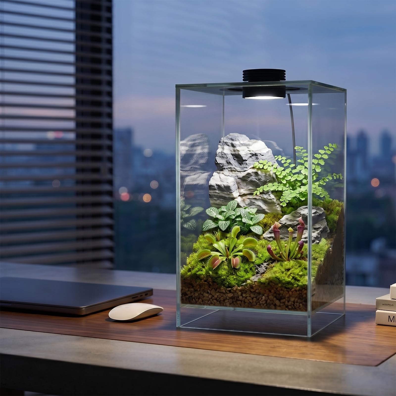 AREPK terrarium with moss and carnivorous plants illustrating healthy growth