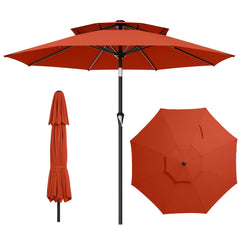 AreShark red umbrella front view showing full 9ft canopy and shade benefit
