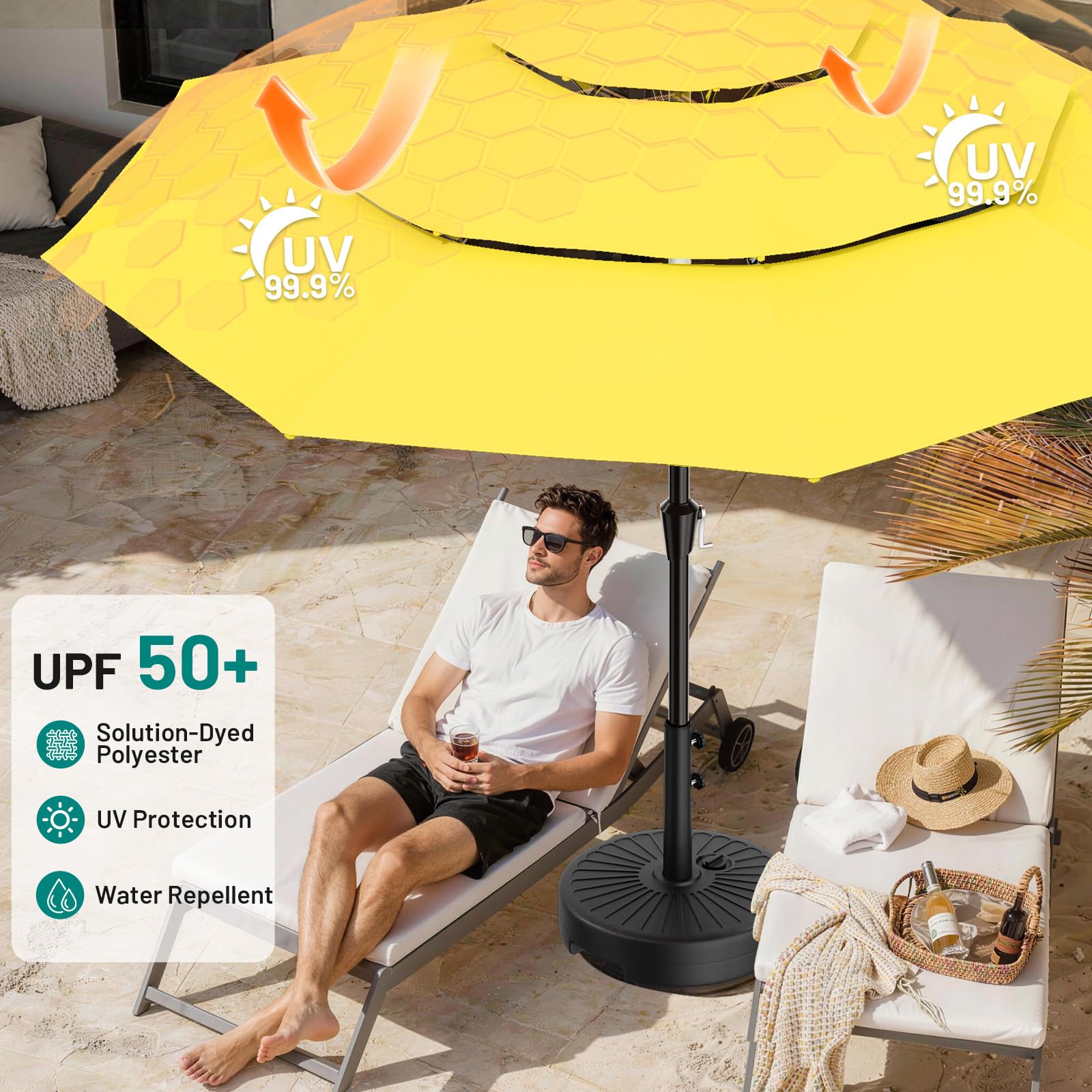 AreShark polyester fabric texture highlighting UV resistance and water repellency