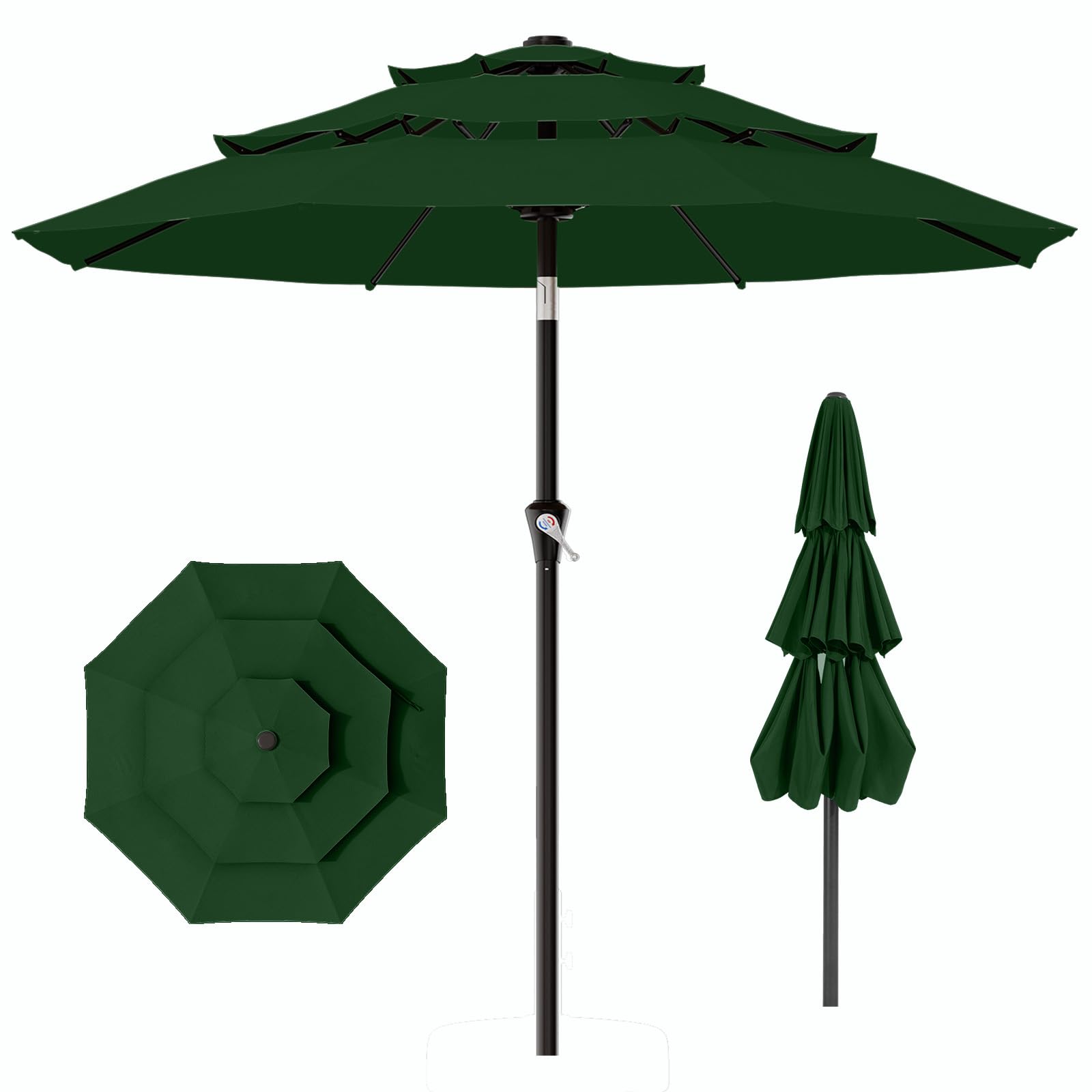 AreShark front view of dark green canopy showing full shade coverage benefit