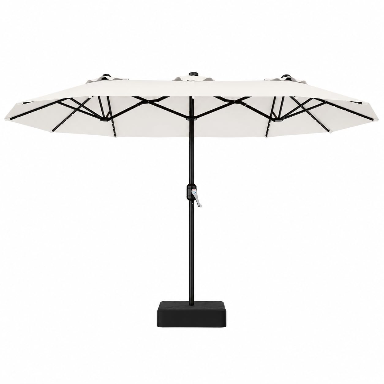 AreShark front view of rectangular umbrella providing large shaded area