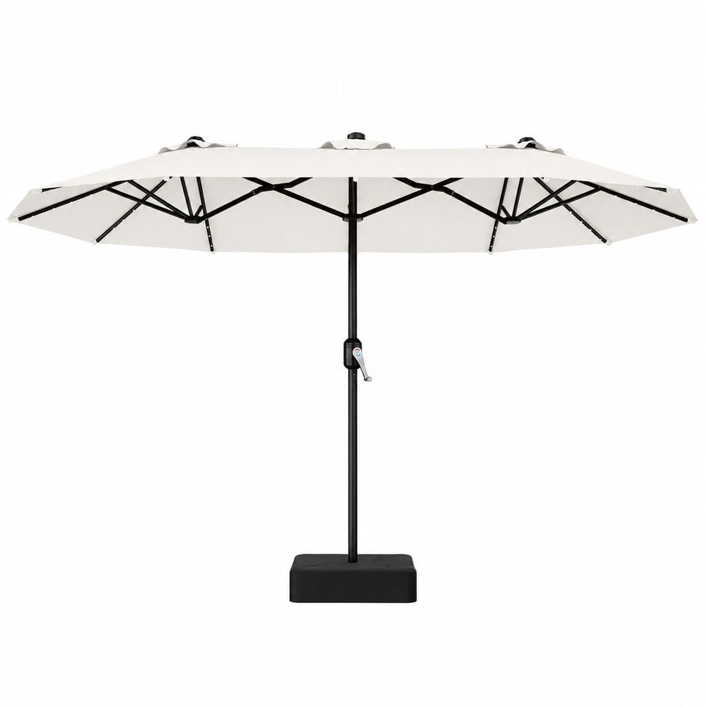 AreShark front view of rectangular umbrella providing large shaded area