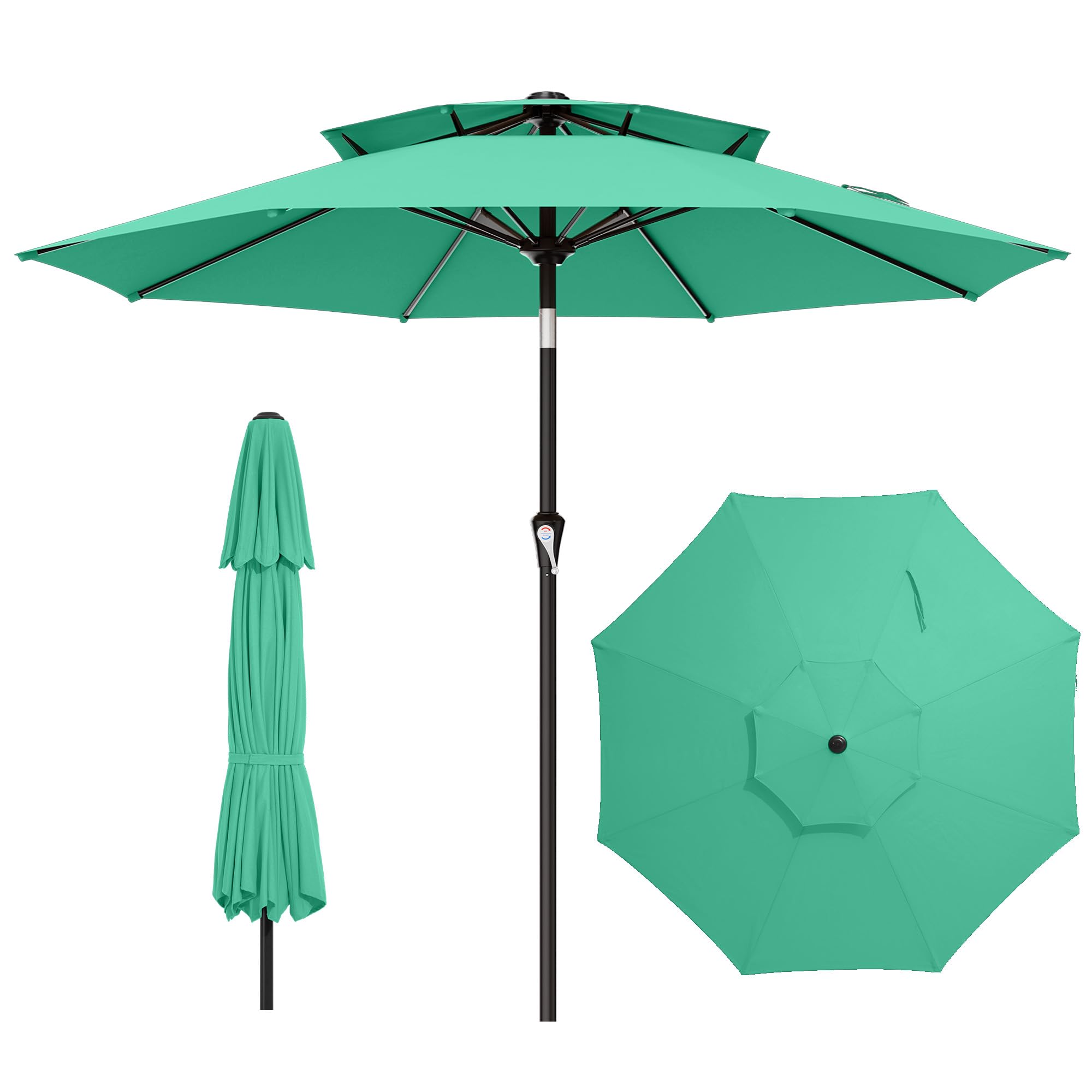 AreShark front view turquoise canopy showing full coverage and stylish shade