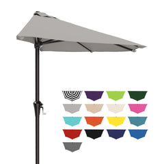 AreShark front view of half umbrella showing foggy gray canopy and wall fit benefit