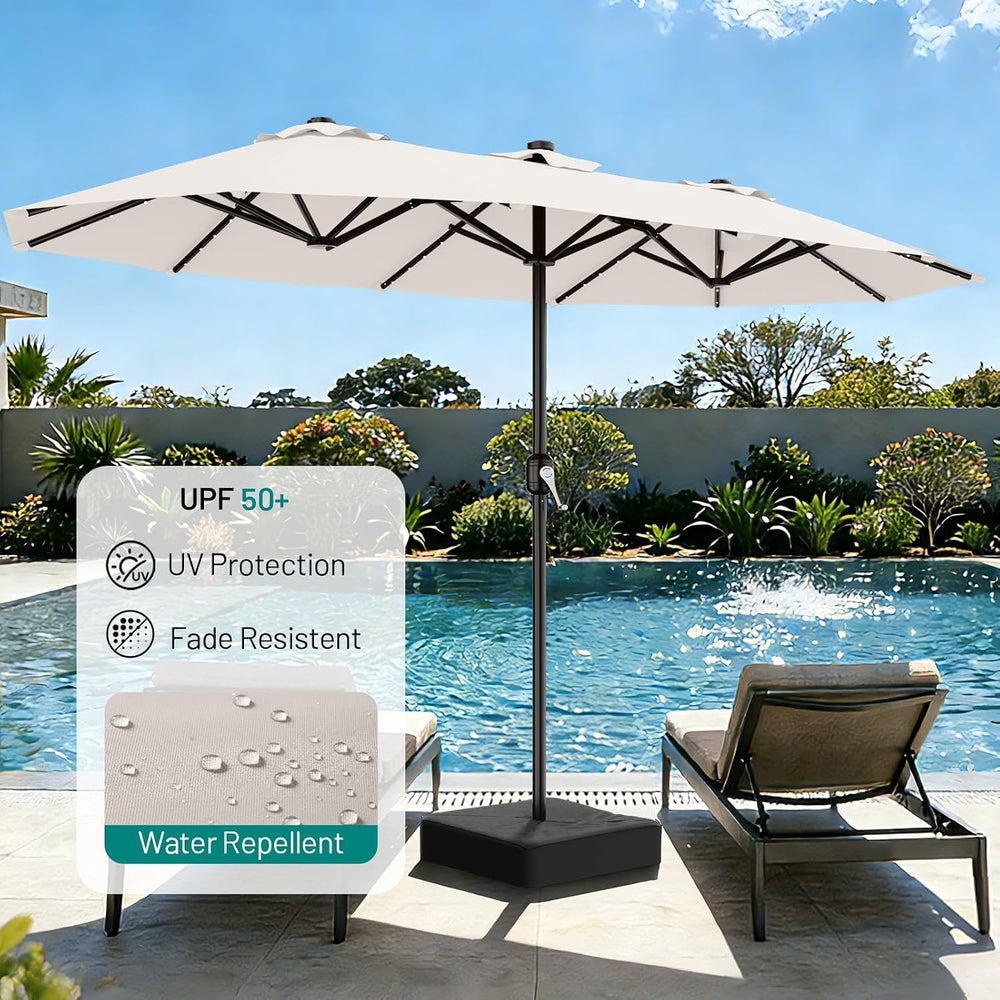 AreShark umbrella in use over patio dining table for social gatherings