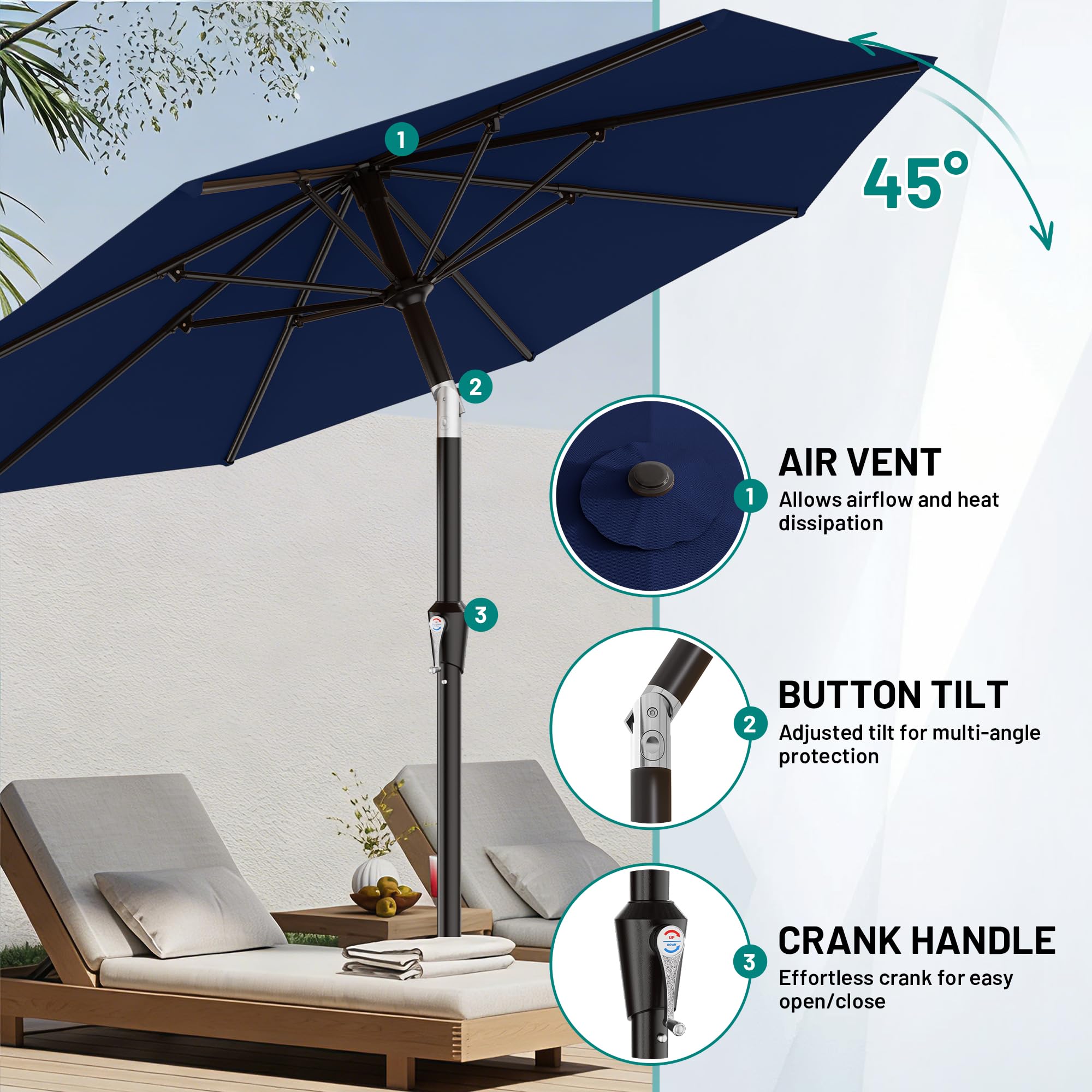 AreShark over patio table demonstrating comfortable shaded seating