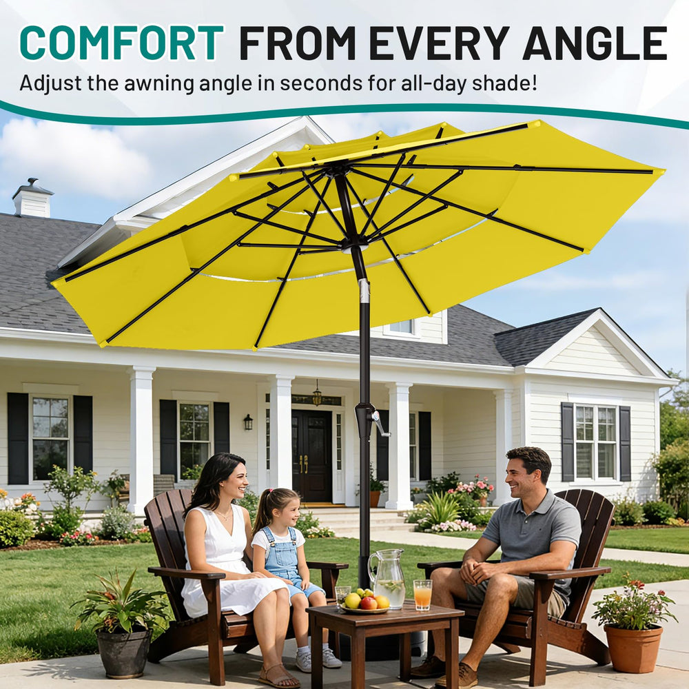 AreShark 9ft umbrella beside a 48-inch table showing appropriate size fit