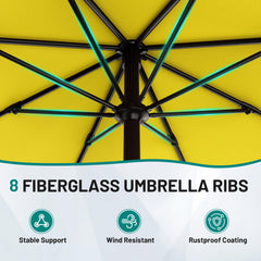 AreShark closeup of yellow polyester canopy texture highlighting water and UV resistance benefit