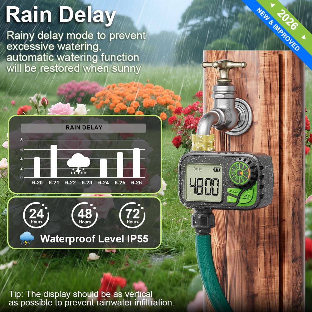 ARFSKY installed on a garden spigot showing weatherproof outdoor operation