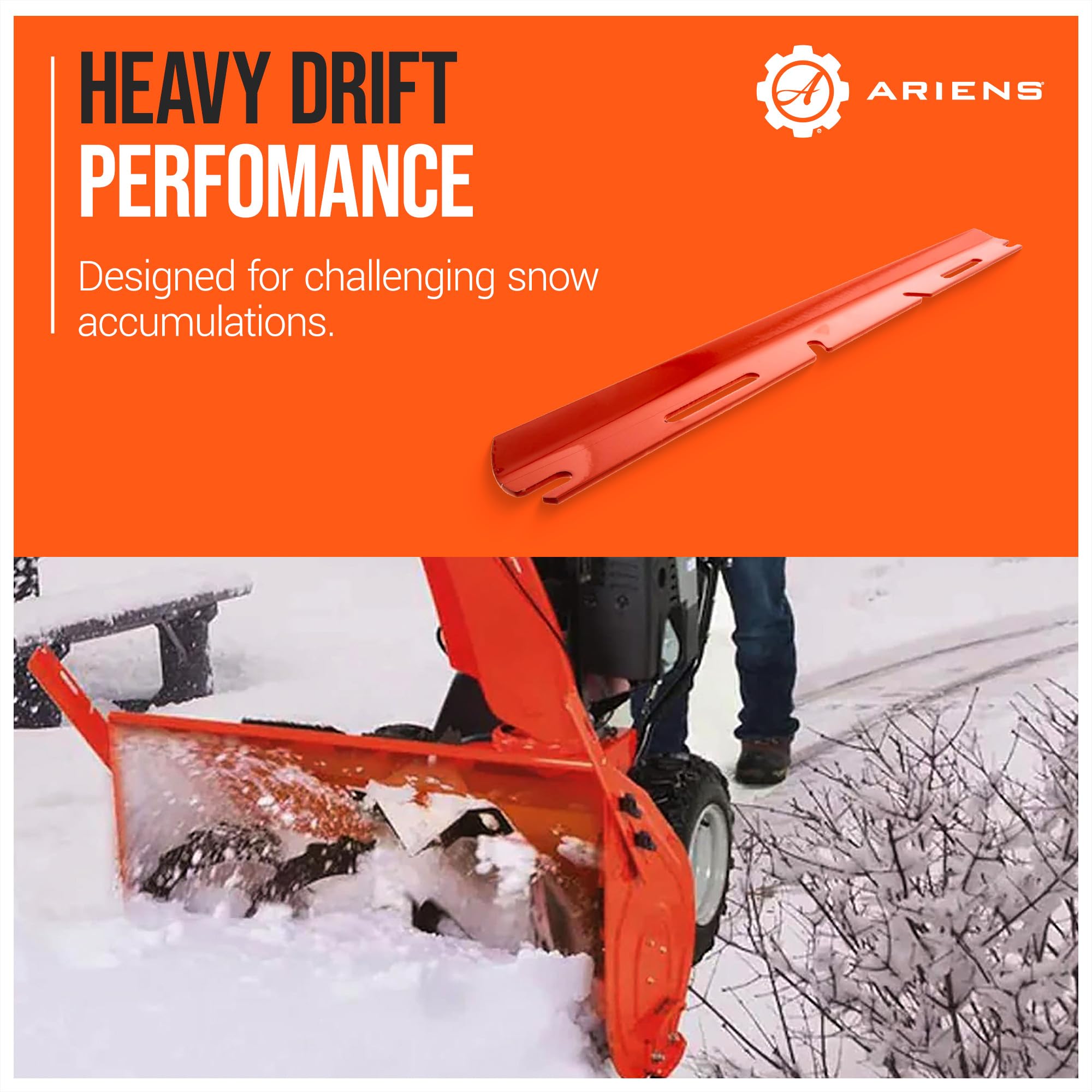 Ariens drift cutter mounted on auger housing demonstrating secure factory fitment