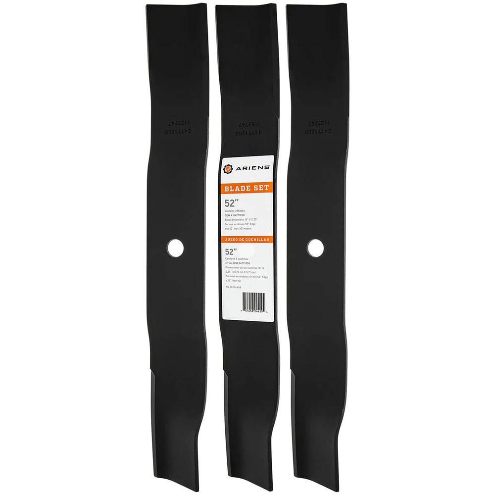 Ariens blade next to ruler showing 18-inch length for accurate sizing