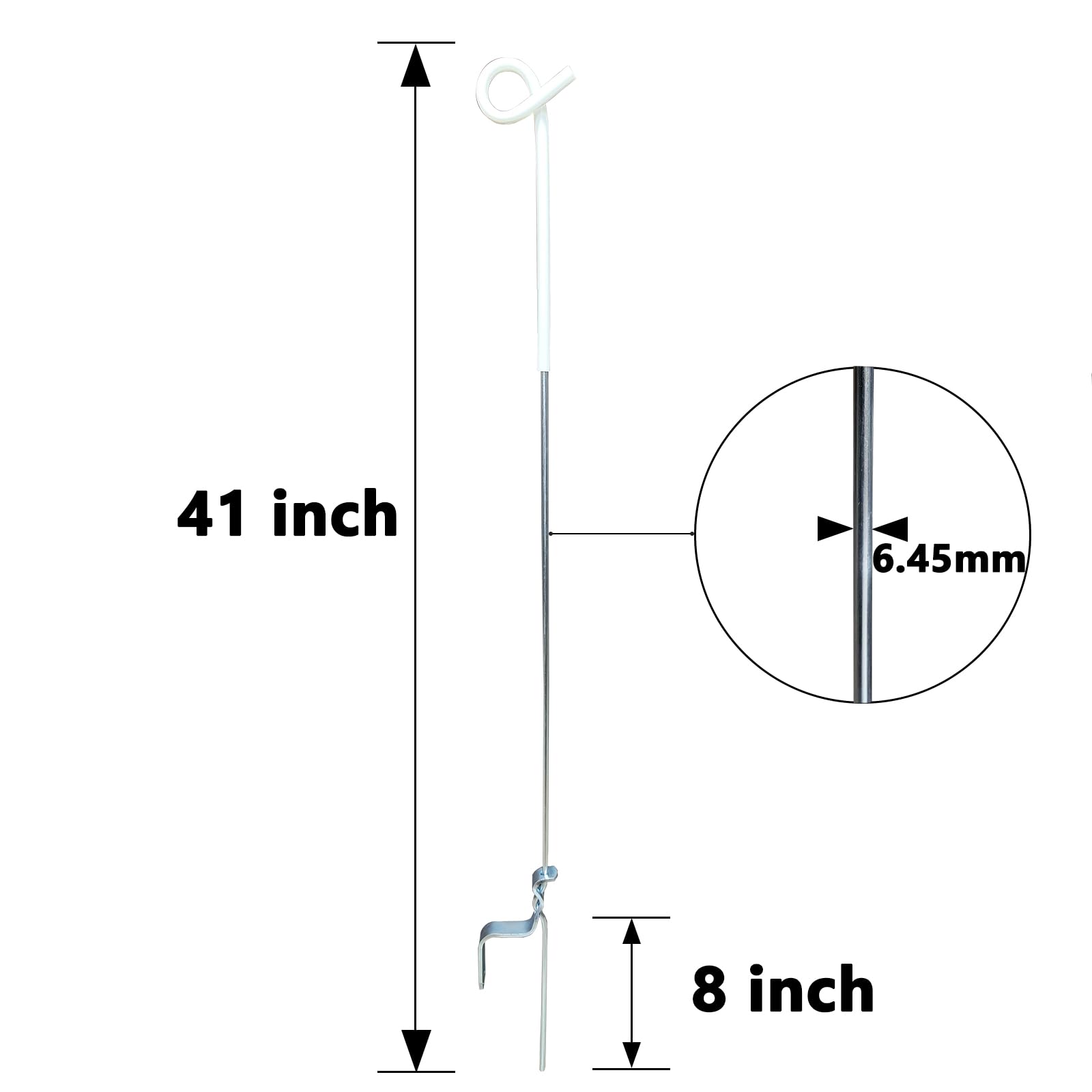 ARIFARO close-up of pig-tail top securing wire for reliable line retention