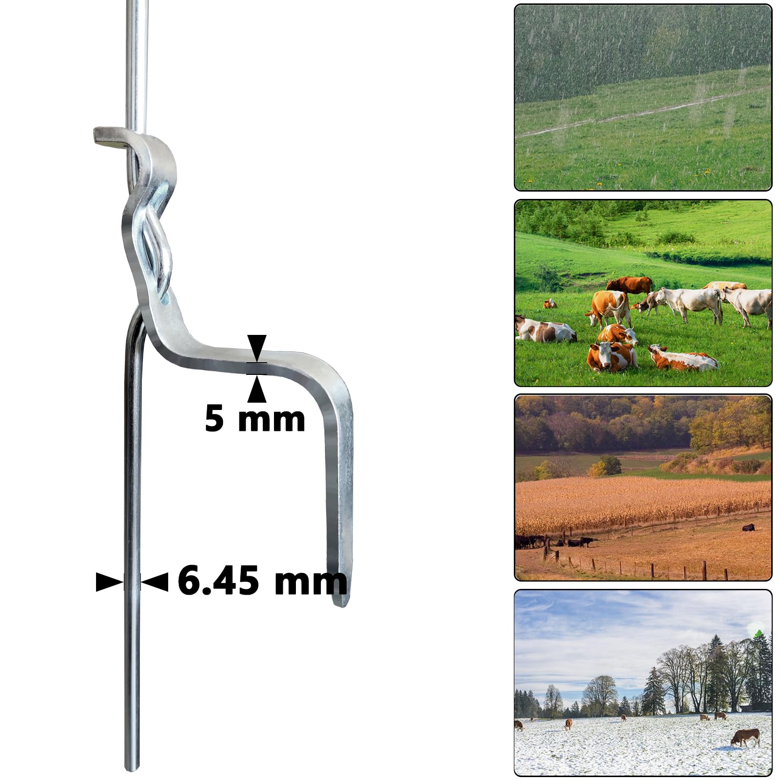 ARIFARO galvanized spring-steel shaft detail showing rust-resistant strength