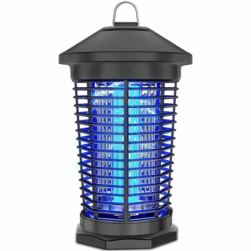Ariie front view of zapper showing protective cage and light attracting insects