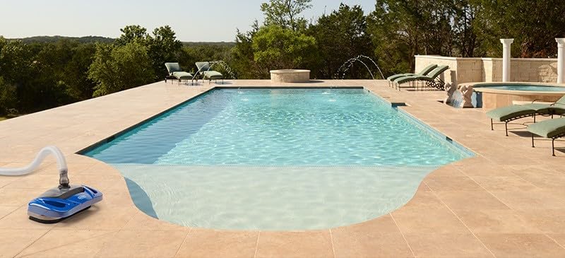 Arikit Dorado next to pool deck showing size and coverage for faster cleaning