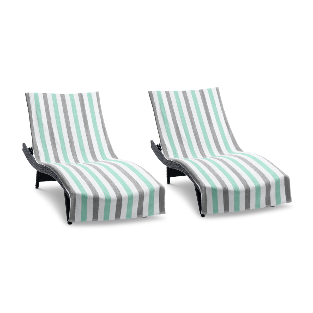 Arkwright Cabo front view showing striped cabana cover and secure pocket benefit
