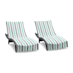 Arkwright Cabo front view showing striped cabana cover and secure pocket benefit