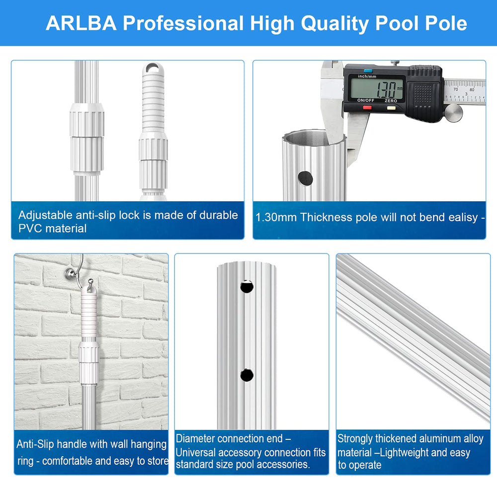 ARLBA rubber-coated handle and hanging hook for comfortable grip and storage
