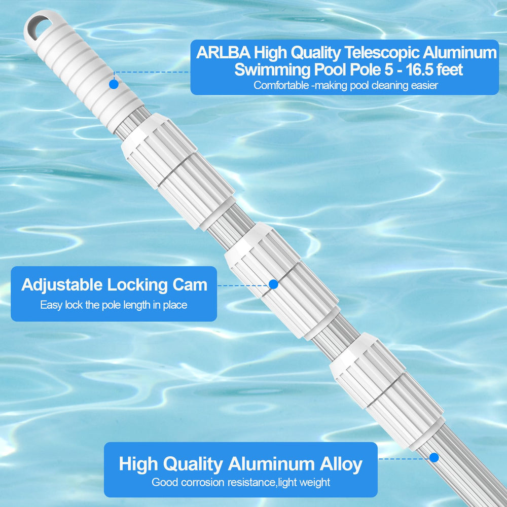 ARLBA pole with net attached demonstrating universal fit for common tools