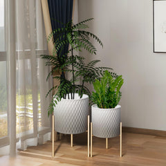 ARNIS front view of the two grey-white pots showing modern style and elegance