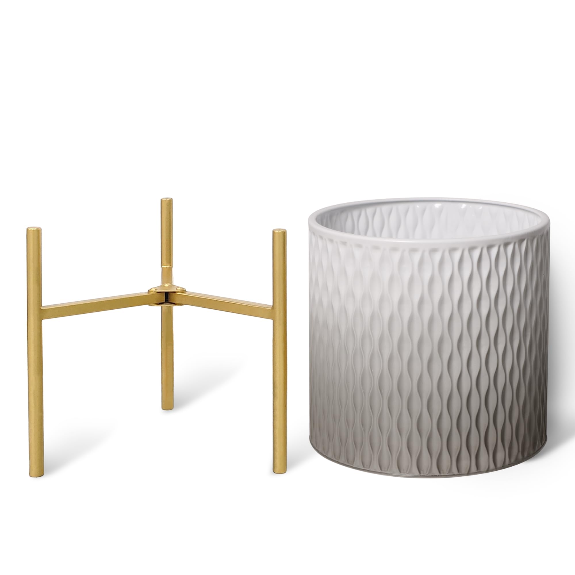 ARNIS gold folding stand assembled showing stability and raised display benefit