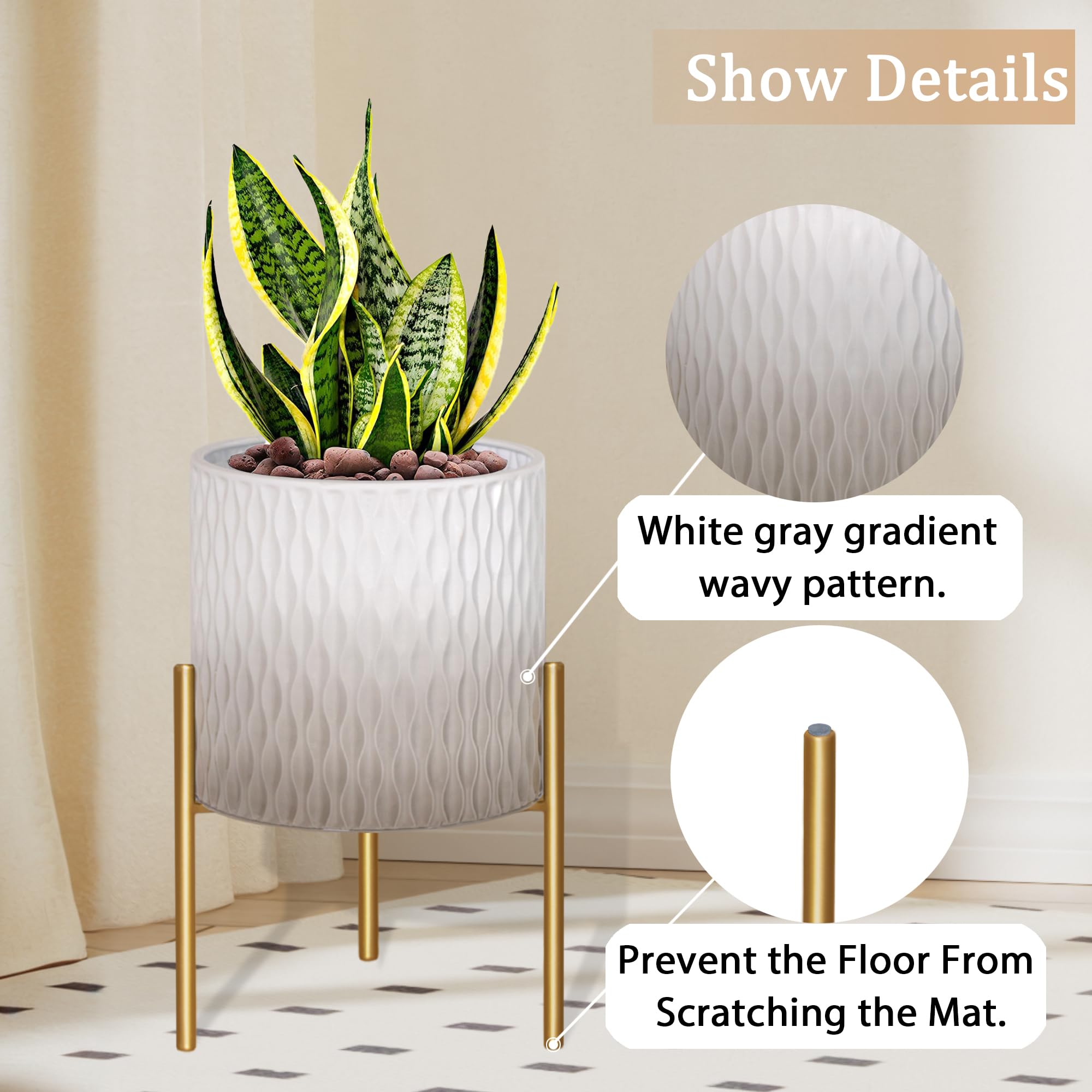 ARNIS assembled gold stand side profile demonstrating stable elevated plant display