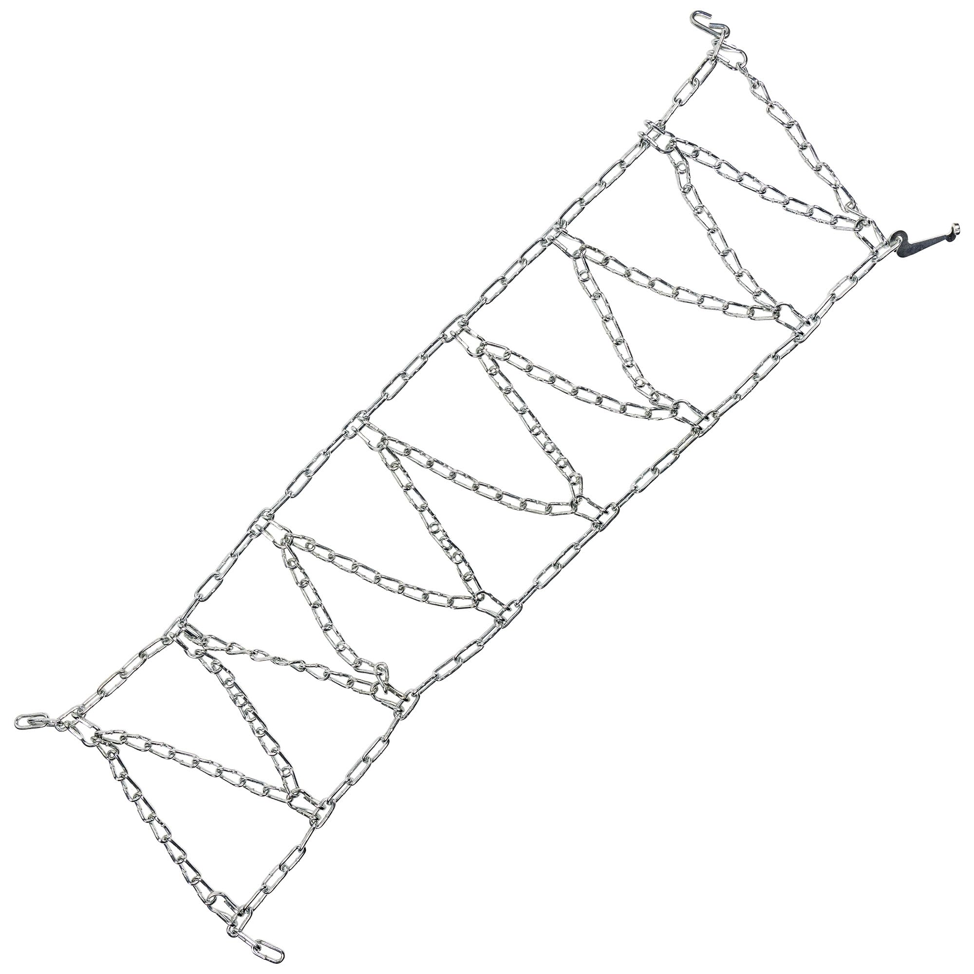 Arnold close-up of hardened steel links illustrating durable construction and improved bite on snow