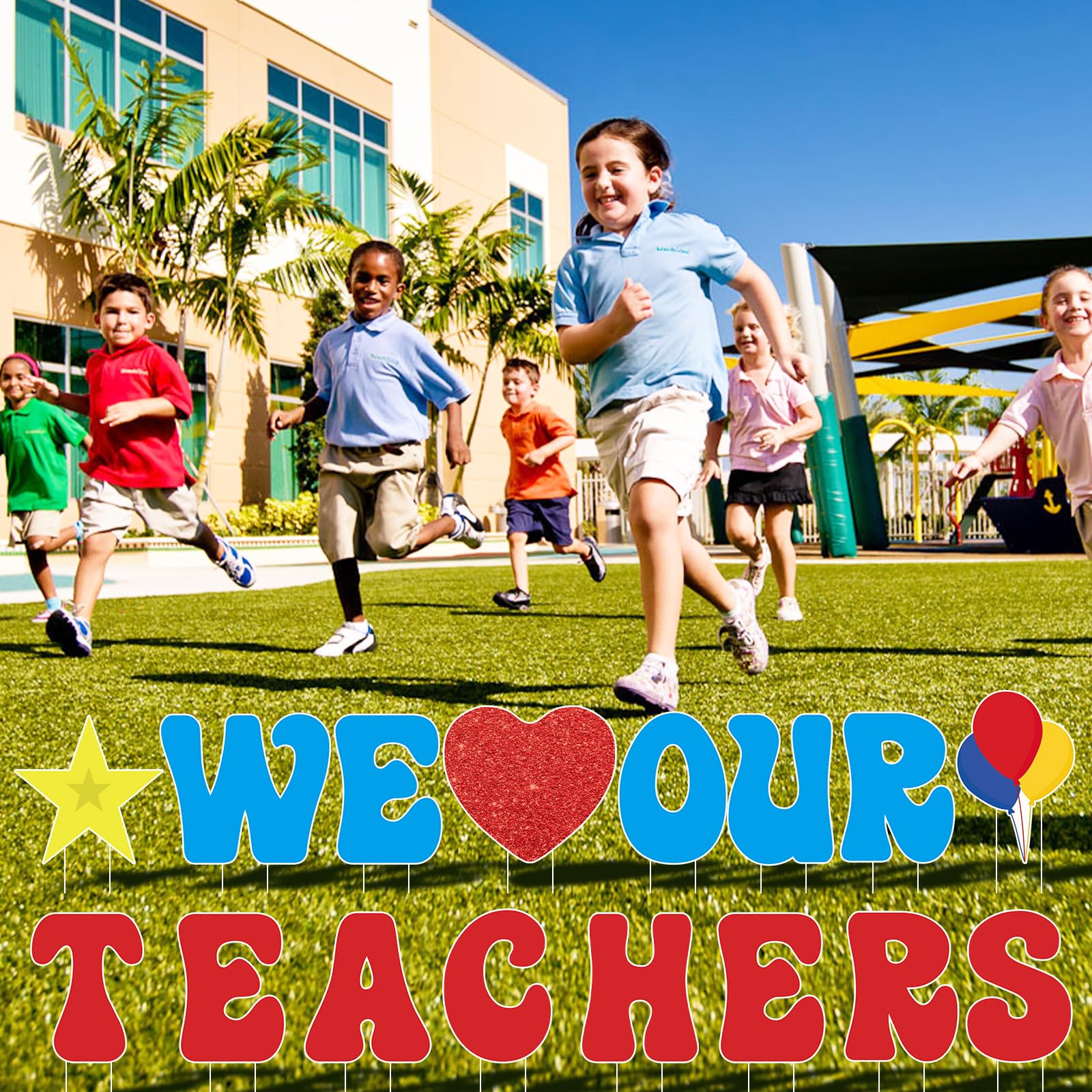 Arosche signs used as classroom decorations, cheerful school atmosphere