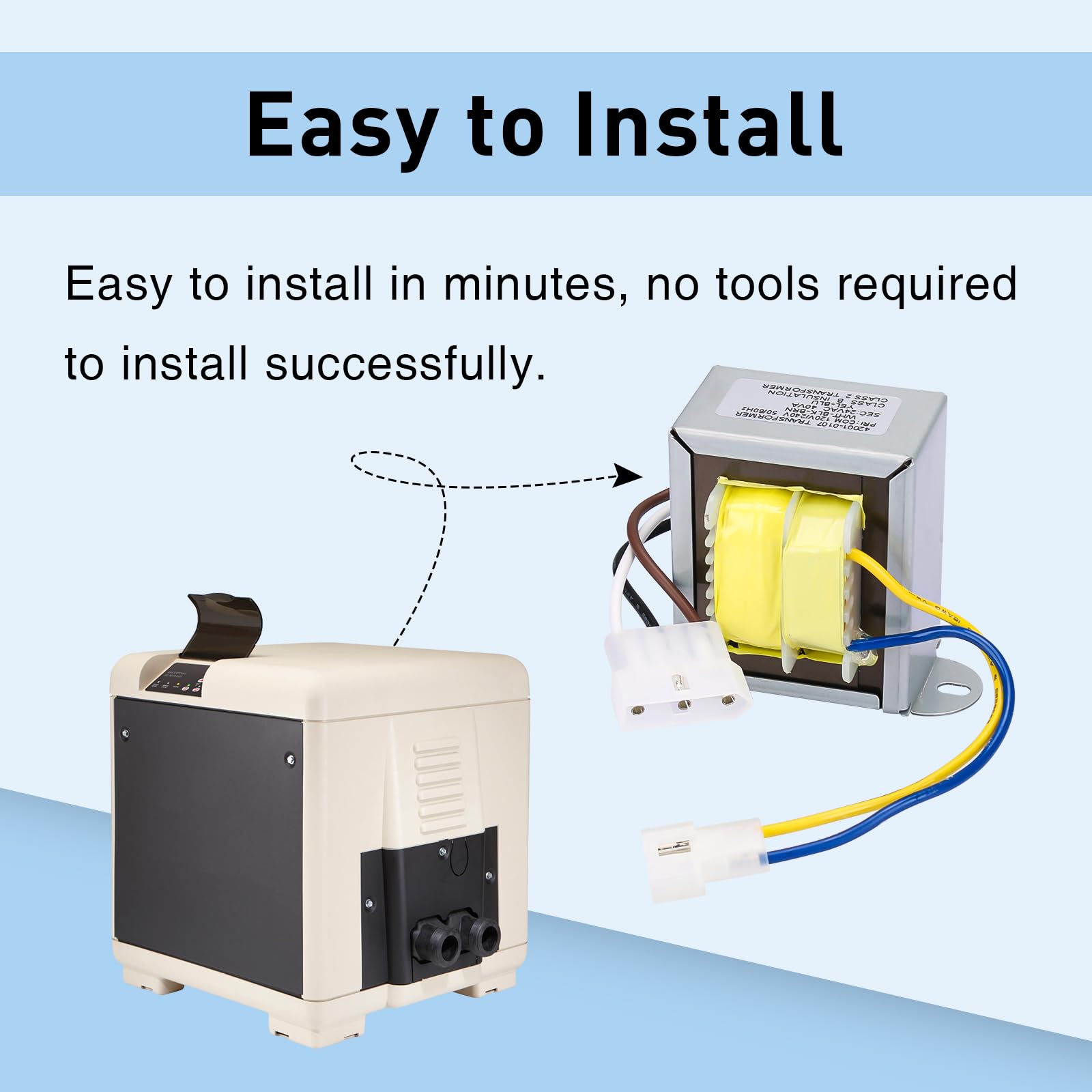 ArrogantF transformer installed inside heater showing correct placement and restored control