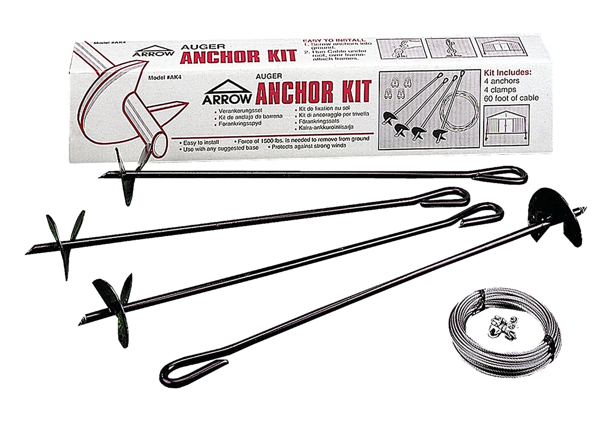 Arrow AK4 front packaging showing anchors and cable for easy identification and purchase
