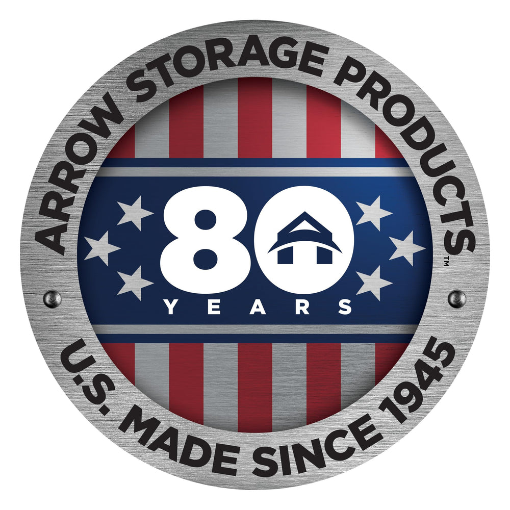 Arrow anchored shed in backyard lifestyle scene showing improved structure stability